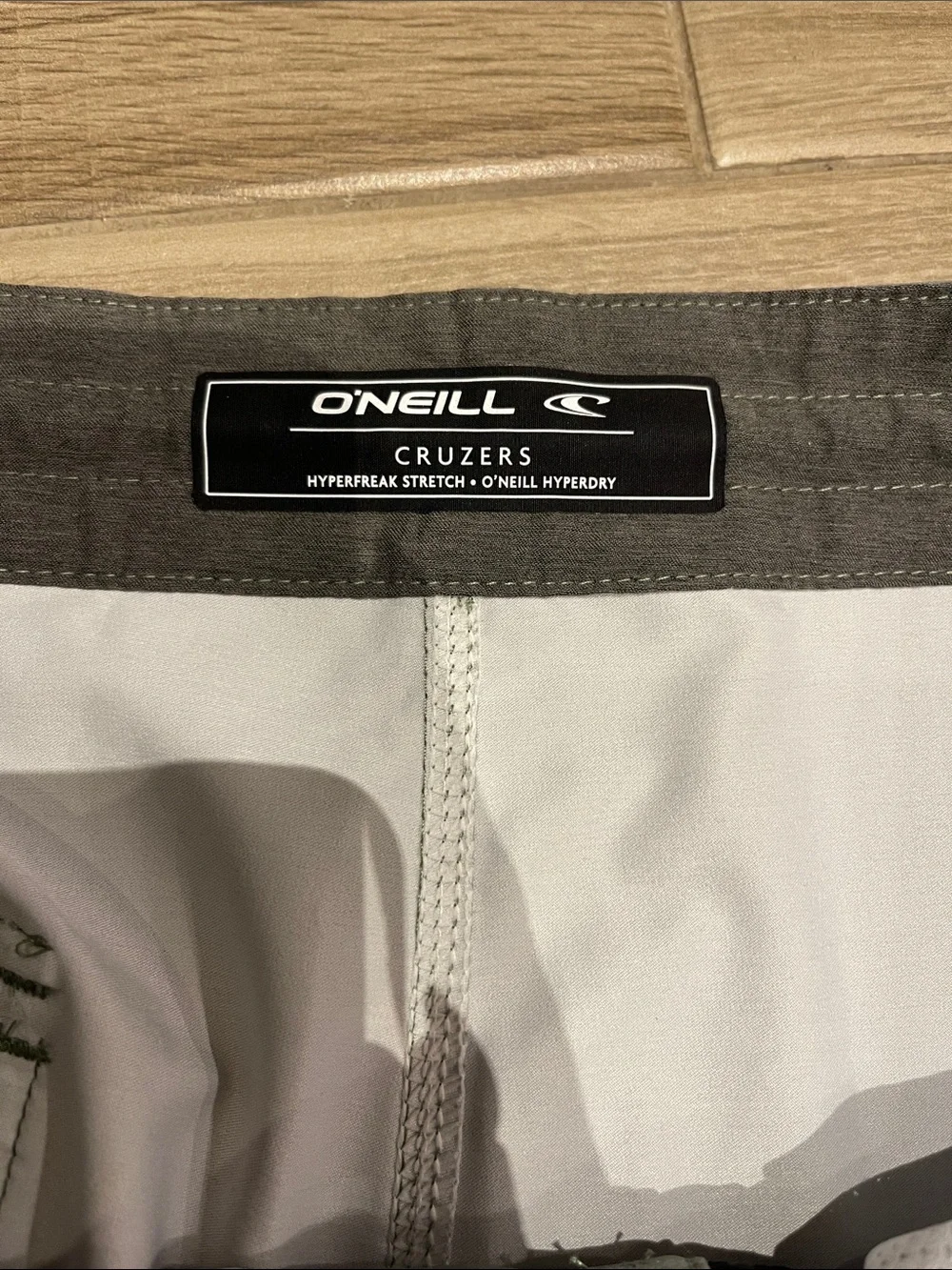 O'Neill Men’s Gray Boardshorts with Navy and Blue Stripes